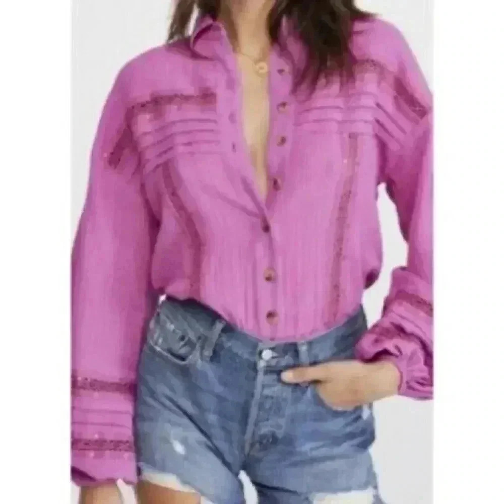 Free People Summer Stars Purple blouse M NWT